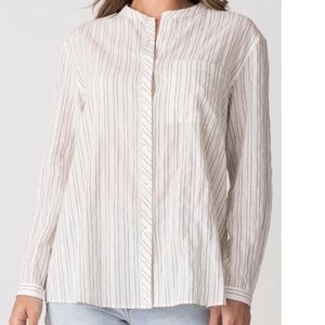 RELAXED STRIPED SHIRT charcoal and white